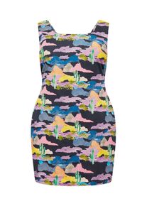 Nasty Gal Plus Kleid 'Cactus' Damen Gr&ouml;&szlig;e 50 blau / gelb / pink / schwarz Winterkleid