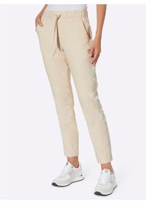Heine Witt Damen Röhrenhose mit Crinkle-Effekt, sand, Größe 48, 77% Viskose, 20% Polyamid, 3% Elasthan