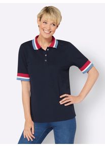 WITT Damen Poloshirt mit Ripp-B&uuml;ndchen, marine, Gr&ouml;&szlig;e 40, 100% Baumwolle