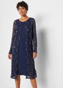 Kleid mit Spitze (2-tlg. Set) in blau, Grösse 40/42 (M), bonprix