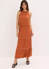 Maxikleid mit Crochet-Einsätzen in braun, Grösse 48/50 (XL), bonprix