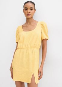 Shirtkleid aus strukturiertem Crêpe in gelb, Grösse 40/42 (M), bonprix
