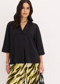 Tunika-Shirt aus fließendem Viskose-Piqué in schwarz, Grösse 36/38 (S), bonprix