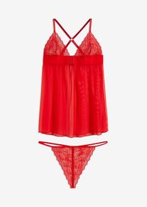 Babydoll und String (2-tlg.Set) in rot, Grösse 40/42 (M), bonprix