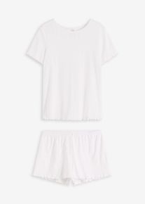 Shorty aus Pointelle-Jersey in weiss, Grösse 36/38 (S), 100% Baumwolle, bonprix