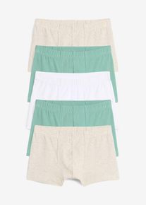 Boxershorts mit weicher Bio-Baumwolle (5er Pack) in grün, Grösse 140/146, 95% Baumwolle, bonprix