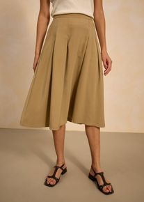 Faltenrock aus softem Viskosemix in braun, Gr&ouml;sse 48, bonprix