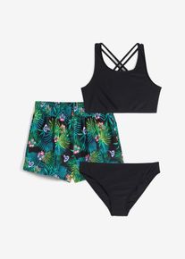 Bikini und Badeunterteil (3-tlg.Set) in schwarz, Grösse 152/158, bonprix