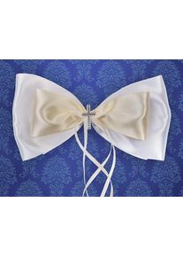 partydeco Satinschleife Kreuz Weiß-Creme 17cm