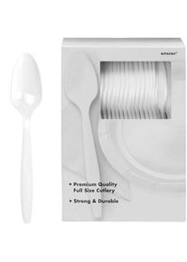 Amscan 100 cucchiai di plastica bianchi Gloria 20 cm