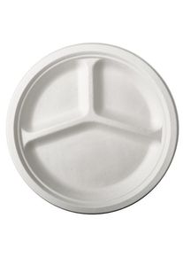 Papstar 12 piatti rotondi di canna da zucchero 3 divisi 26 cm