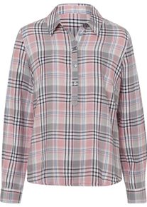 Damen Karobluse aus weichem Flanell rosenquarz-ecru-kariert