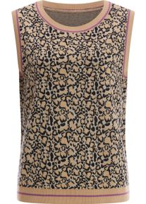 Damen Pullunder beige-schwarz-gemustert