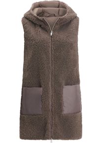 Damen Longweste aus kuscheligem Teddy-Fleece taupe
