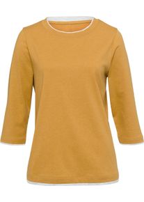 Damen 3/4-Arm-Shirt mit Kontrast-Blenden ocker-ecru-meliert
