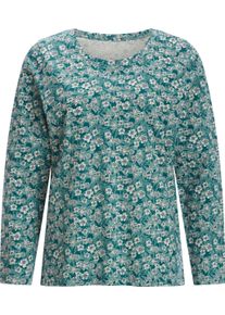 Damen Langarmshirt mit floralem Druck jade-petrol-bedruckt