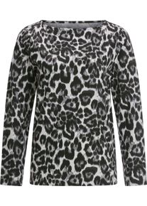 Damen Langarmshirt im Leo-Look hellgrau-schwarz-bedruckt