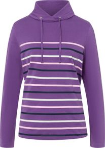 Damen Rollkragenshirt mit platziertem Streifenmuster lila-rosé-gestreift