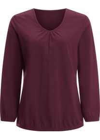 Damen Langarmshirt mit Raffung am Ausschnitt burgund