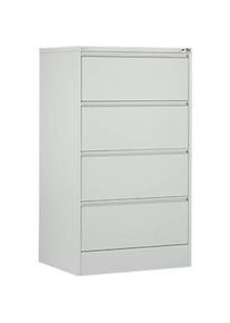 Schäfer Shop Schäfer Shop Select Hängeregisterschrank B 780 x T 580 x H 1350 mm, Stahlblech lichtgrau, 4 Schubfächer zweibahnig + 50 DIN A4 Hängemappen, blau