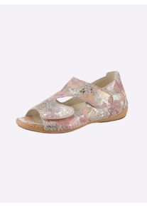 Waldläufer Witt Damen Sandalette mit Klettverschluss, beige-bunt, Größe 6,5, 100% Veloursleder