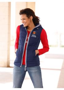 WITT Damen Kapuzenweste mit Adventure-Aufdruck, marine, Größe 54, 100% Polyester. Netzware: 100% Polyester. Wattierung: 100% Polyester