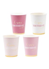 8 Pappbecher Pink Birthday 250ml