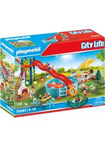 Playmobil® Konstruktions-Spielset »Poolparty mit Rutsche (70987), City Life«, (159 St.), Made in Germany bunt