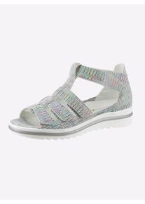 Waldläufer Witt Damen Sandalette mit mehrfarbigem Muster, weiß-bunt, Größe 4,5, 100% Veloursleder