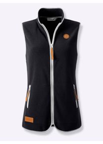 WITT Damen Fleeceweste mit Kontrastpaspeln, schwarz, Größe 54, 100% Polyester