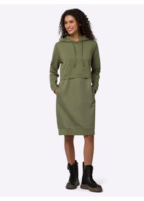 Heine Witt Damen Shirtkleid mit Kapuze, 2-in-1-Optik, khaki, Größe 46, 95% Baumwolle, 5% Elasthan. Besatz: 100% Polyester