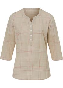 Damen Schlupfbluse sand-koralle-kariert