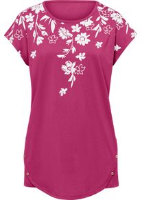 Damen Longshirt fuchsia-weiss