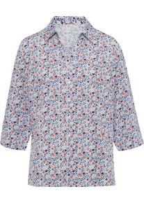 Damen Druckbluse weiss-marine-bedruckt