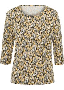 Damen 3/4-Arm-Shirt gelb-grau-bedruckt