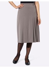 WITT Damen Faltenrock mit Wooltouch-Effekt, taupe-meliert, Größe 22, 75% Polyester, 20% Viskose, 5% Elasthan