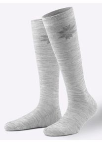 w&auml;schepur Witt Damen Kniestr&uuml;mpfe, hellgrau-meliert-steingrau, Gr&ouml;&szlig;e 47-50, 53% Wolle, 46% Polyamid, 1% Elasthan