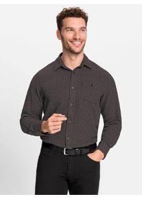 Marco Donati Witt Damen Flanellhemd mit wärmender Wolle, dunkeltaupe-schwarz-gemustert, Größe 41/42, 95% Baumwolle, 5% Wolle