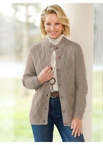 WITT Damen Strickjacke mit Rautenmuster, beige-meliert, Gr&ouml;&szlig;e 48, 75% Polyacryl, 19% Polyamid, 6% Polyester