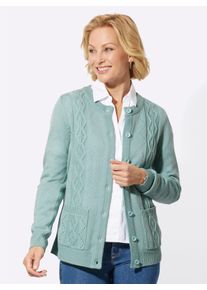 WITT Damen Strickjacke mit Ajourmuster, kalkmint, Größe 44, 100% Polyacryl