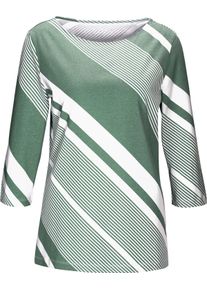 Damen 3/4-Arm-Shirt grün-gestreift