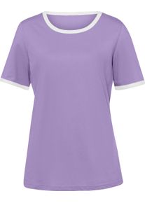 Damen Kurzarmshirt lavendel-ecru