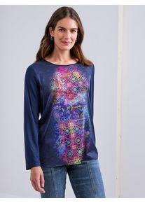 Emilia Lay - Blusen-Shirt mit Rundhals-Ausschnitt, blau, Gr. 46, Viskose