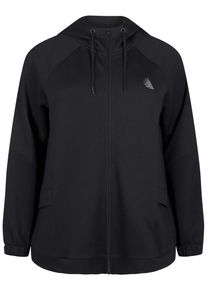 Active by Zizzi, Femmes Veste de survêtement 'Aine', noir / blanc