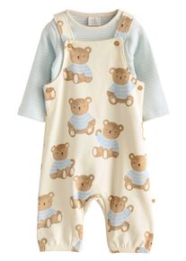 next Latzhose Jungen Gr&ouml;&szlig;e 62 elfenbein / hellblau / braun