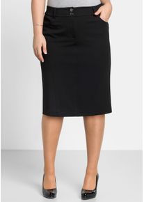 sheego Witt Damen Bleistiftrock mit Bodyforming-Effekt, schwarz, Größe 56, 62% Polyester, 33% Viskose, 5% Elasthan. Einsatz: 83% Polyamid, 17% Elasthan