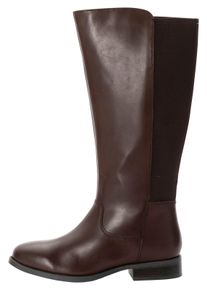 sheego Witt Damen Weitschaftstiefel mit Stretch-Einsatz, in 3 Schaftweiten, braun, Größe 43, 100% Leder