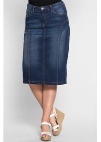 sheego Witt Damen Jeansrock mit Teilungsnähten, dark blue denim, Größe 40, 98% Baumwolle, 2% Elasthan