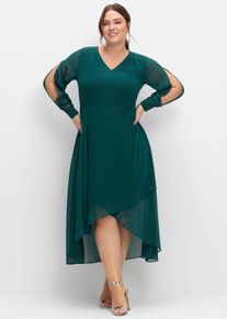 sheego Witt Damen Abendkleid mit kleinen Schmucksteinchen, dunkelgrün, Größe 56, 100% Polyester