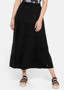 sheego Witt Damen Jerseyrock mit stufigen Volants, schwarz, Größe 48, 95% Viskose, 5% Elasthan